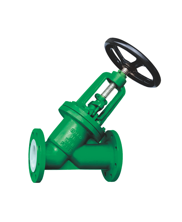 Fluorine lined DC stop valve